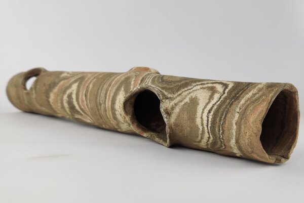 Tonr&ouml;hre 36 cm lang mit drei Fenstern Camouflage als Versteck oder Pflanzstamm